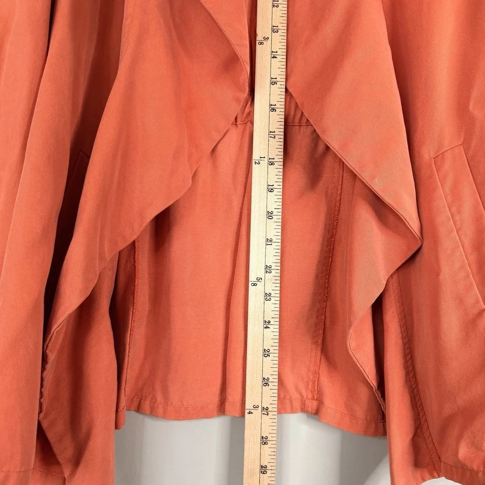 Chico's Jacket 1 Women's Medium Orange Open-Front Roll-Tab‎ 3/4 Sleeve